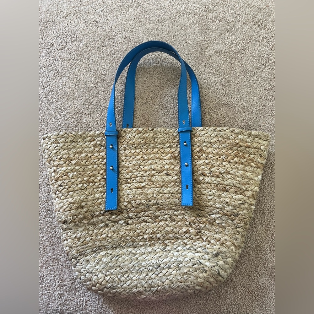 Blue Strap Woven Tote Bag